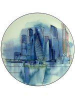 Тарелка декоративная форма Эллипс рисунок Москва-Сити ИФЗ