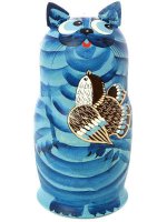 Матрешка "Кот" синий, серия "Животные", арт. 574