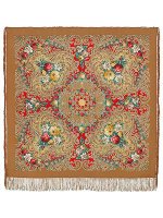 Шерстяной Павлопосадский платок "Тайна сердца", 125*125 см, арт. 1437-2