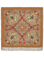 Шерстяной Павлопосадский платок "Тайна сердца", 125*125 см, арт. 1437-2