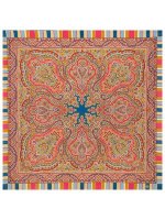Платок павлопосадский из шерсти "Татьяна" с осыпкой (оверлоком) 1564-2, 89х89 см