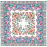 Платок павлопосадский из шерсти "Аленушка" с осыпкой (оверлоком) 1347-4, 89х89 см
