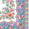 Платок павлопосадский из шерсти "Аленушка" с осыпкой (оверлоком) 1347-4, 89х89 см