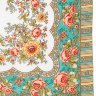 Платок павлопосадский из шерсти "Аленушка" с осыпкой (оверлоком) 1347-3, 89х89 см