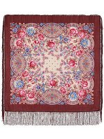 Шерстяной Павлопосадский платок "Кумушка" 89*89 см арт. 1453-16