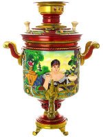 Комбинированный самовар 7 л с художественной росписью "Купчиха"