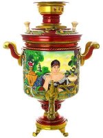 Комбинированный самовар 7 л с художественной росписью "Купчиха"