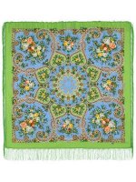 Павлопосадский платок из шерсти "Нежное сердце" 1752-9, 125х125 см