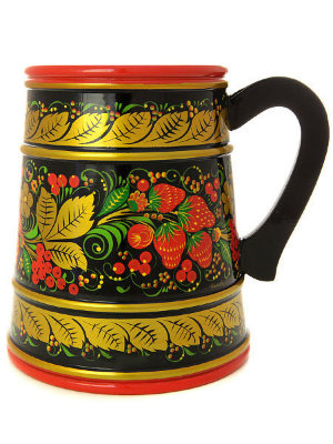 Кружка хохлома "Клубника", 160х140