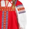 Русский народный костюм детский "Забава" льняной красный сарафан 7-12 лет