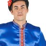 Мужская косоворотка атласная синяя 3XL-5XL