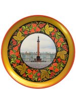 Тарелка-панно "Санкт-Петербург.Александровская колонна на Дворцовой площади" Хохлома 210Х21