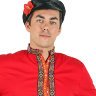 Мужская косоворотка хлопковая красная 3XL-5XL