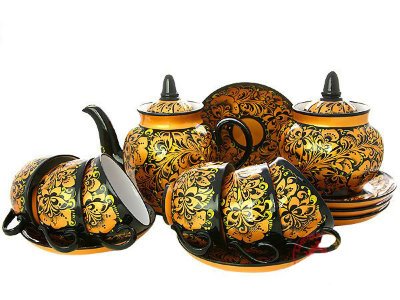 Чайный сервиз "Кудрина царская" 6 персон Хохлома