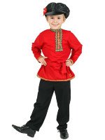 Детская косоворотка хлопковая красная 1-6 лет