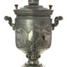 Самовар на дровах 7 литров цилиндр с гравюрой "Лоси" (матовый никель)