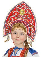 Кокошник русский "Купола" красный