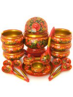 Набор для супа "Клубника на красном фоне" 22 предмета