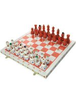 Шахматы деревянные с росписью Дымковская игрушка, Орловские