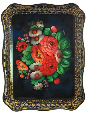 Поднос "Букет на синем" 46*36 см, арт. 5050