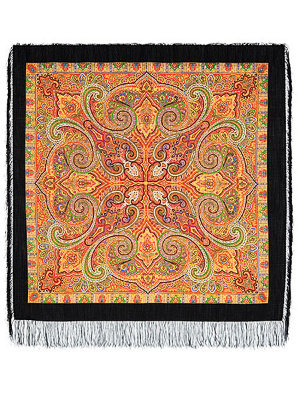 Шерстяной Павлопосадский платок "Классический", 125*125 см, арт. 814-18