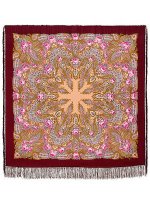 Шерстяной Павлопосадский платок "Крым", 146*146 см, арт. 1542-7