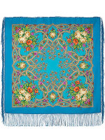 Шерстяной Павлопосадский платок "Марья-искусница", 89х89 см, арт. 1606-13