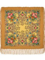 Шерстяной Павлопосадский платок "Марья-искусница", 89х89 см, арт. 1606-2