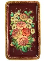 Поднос прямоугольный "Пионы и ромашки" малый, арт. 8159