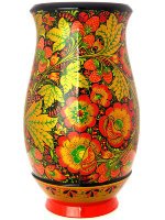 Ваза хохлома "Черный фон.Цветы", 310х180