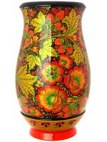 Ваза хохлома "Черный фон.Цветы", 310х180