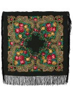 Шерстяной Павлопосадский платок "Незнакомка", 89*89 см, арт. 779-18