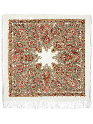 Шерстяной Павлопосадский платок "Ольга Лабзина", 125*125 см, арт. 1008-3